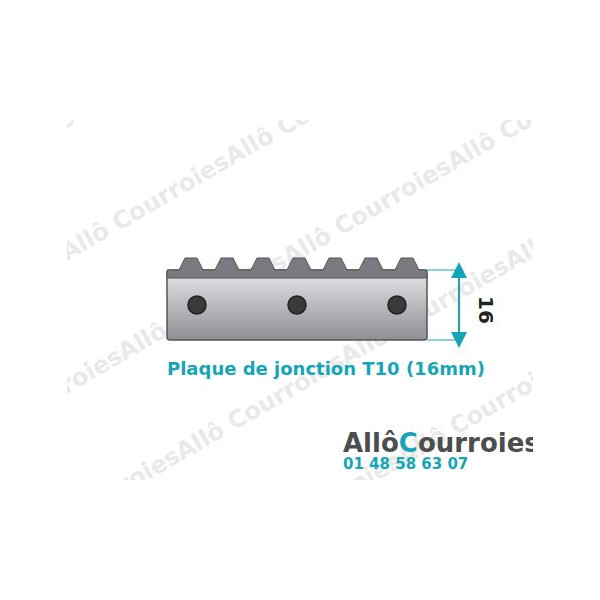 Plaque de jonction pour courroie T10 largeur 16mm