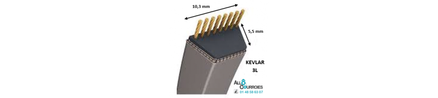Courroie trapézoïdale Kevlar 3L 10.3x5.5mm | Allocourroies.com