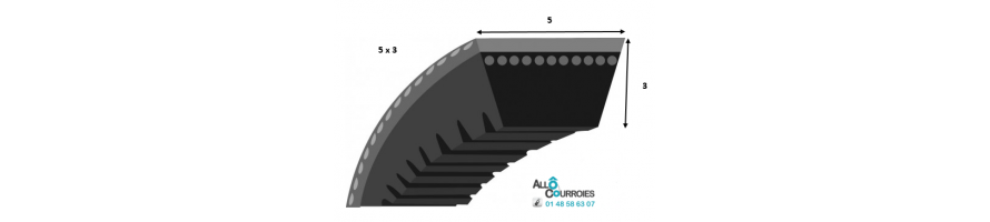 Courroie trapezoidale lisse PROFIL 5  (5x3mm)| Allocourroies.com